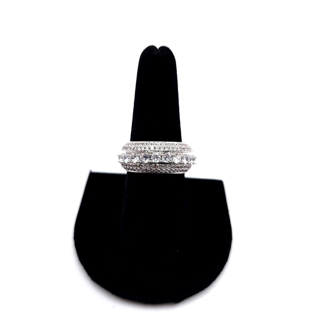 Silver CZ Fidget Spinner Ring Iced Out